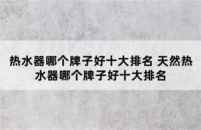 热水器哪个牌子好十大排名 天然热水器哪个牌子好十大排名